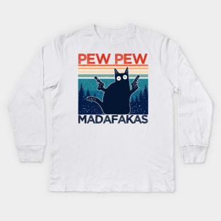 Pew Pew Cat Kids Long Sleeve T-Shirt